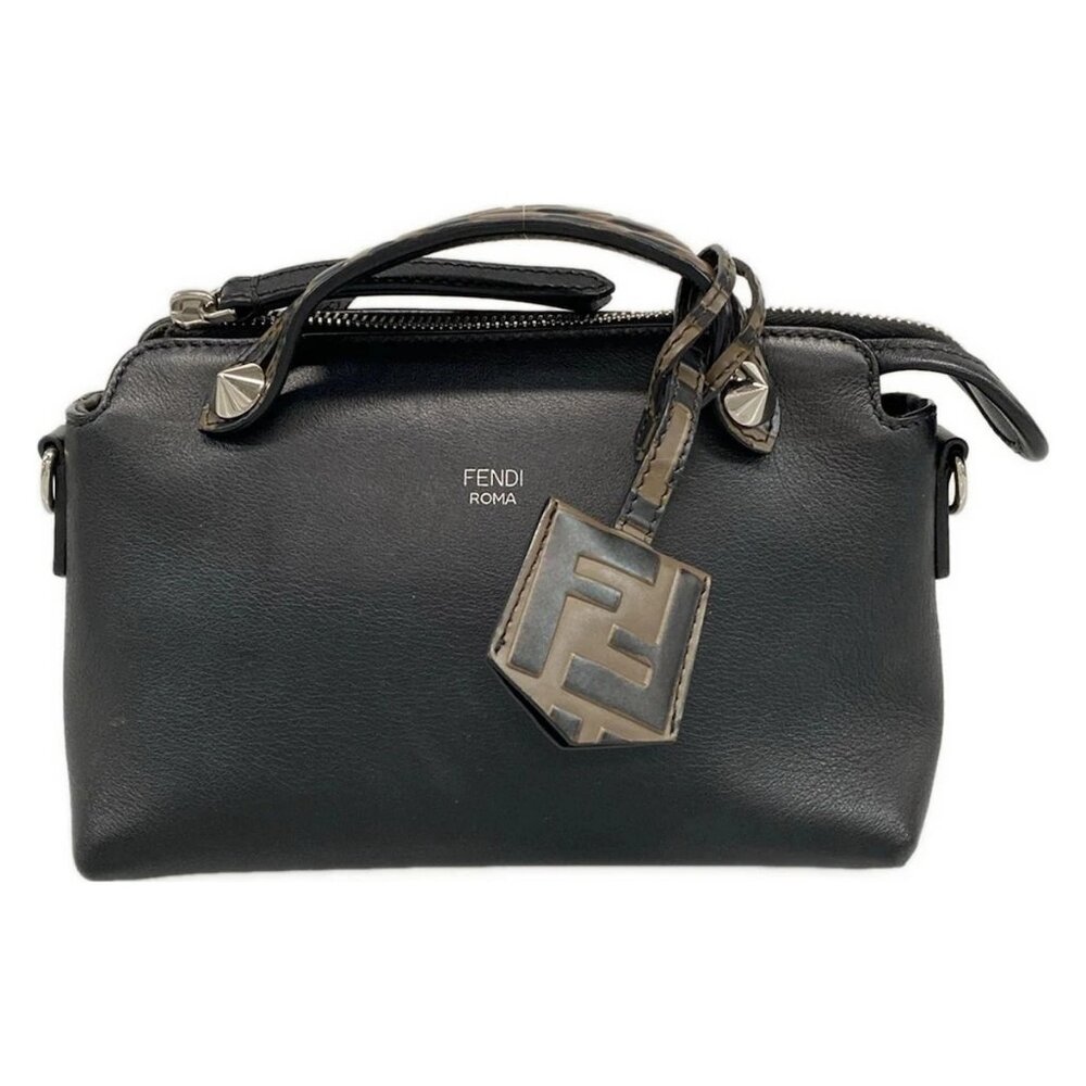 FENDI Mini By The Way 8BL145 Black Brown Leather - Handbag